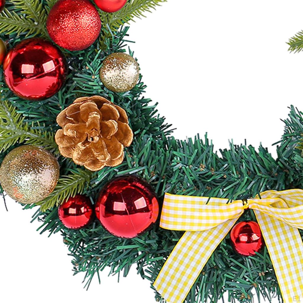 Christmas Wreath Decoration with Bowknot Garland Holiday Gift Artificial Ornament Front