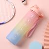 Water Bottle Hot Summer 1L Large Capacity Plastic Cup Gradual Change Matte Sports Water Cup Female and Male Students Portable Space Cup