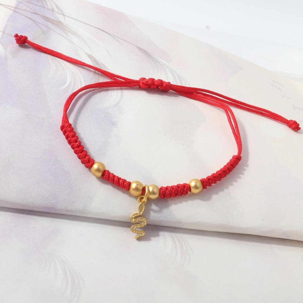 Chinese Style Lucky Red Rope New Year Fortune Bracelet Cute Snake Year Bracelet  Women