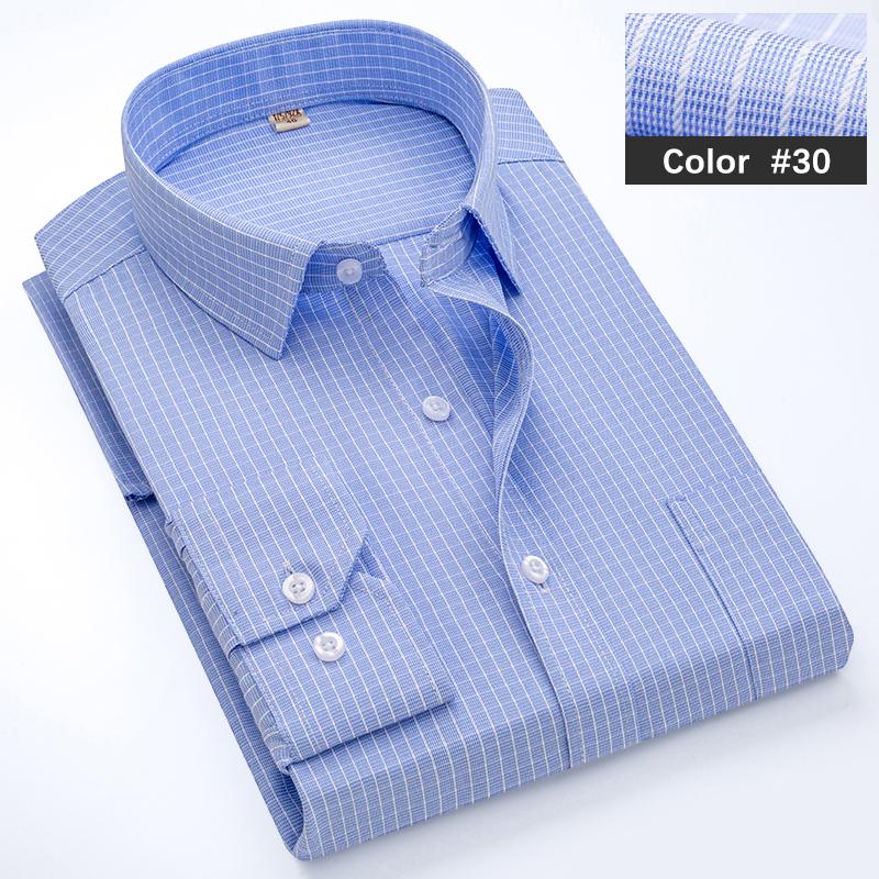 Classic Blue Striped Business Casual Shirt Men's Autumn Slim Lapel Long Sleeve Office Banquet Wedding Formal Social Shirt