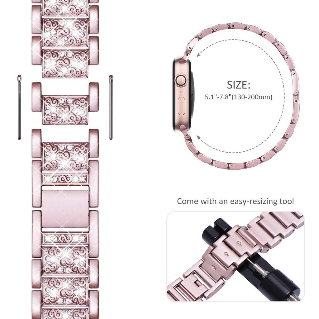 Bling Strap for Apple Watch Band 40mm 44mm 38mm 42mm Lady Belt Correas Stainless Steel Bracelet iWatch Series 3 4 5 Se 6 Band