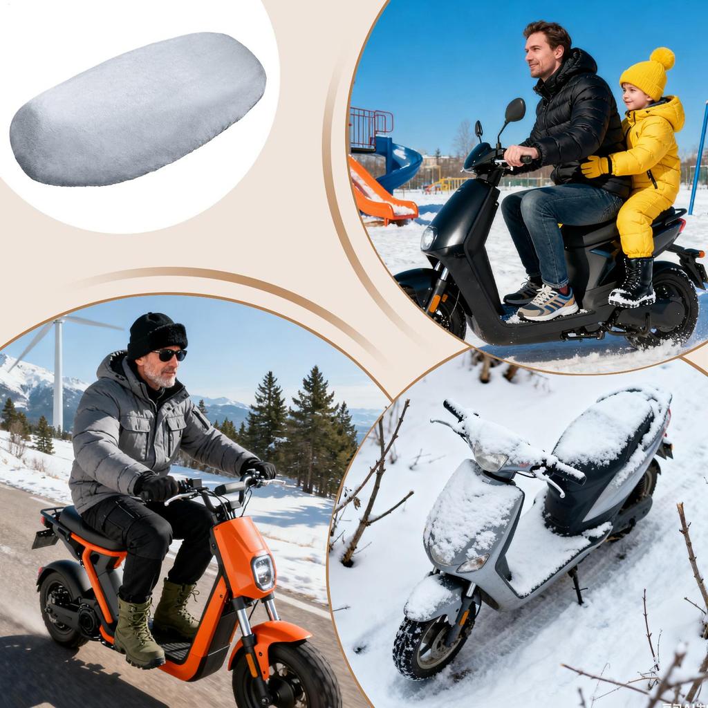 Motorcycle Seat Cover Plush Warm Seat Cover Breathable Warm Cushion For ATV Moped Scooter Adventure Outdoor Snow Cold Weather