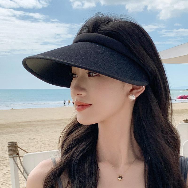Women's summer visor hat with wide brim, UV protection, suitable for outdoor beach and seaside trips