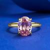 Zhuozhifan S925 Gold-Plated Sterling Silver Ring with High Carbon Diamond & Oval Morganite