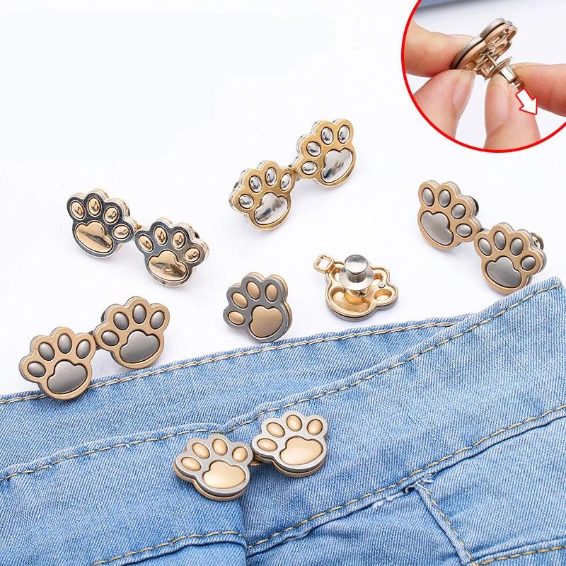 Cute Cat Claw Tighten Metal Waist Buckle Brooches Pins Clip Adjustable Snap Button Jeans Buttons Detachable Clothing Accessories