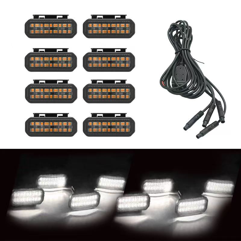 18LED Front Grille Light FOR FOTON TUNLAND V9 Car Daytime Running Light Wheel Eyebrow Lamp For Pickup Offroad 12V Led Light