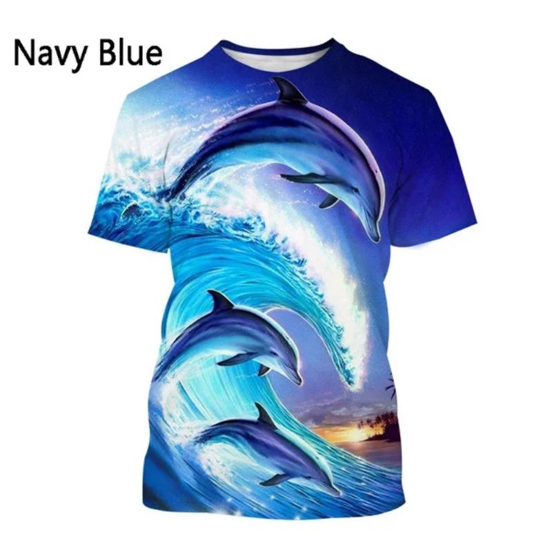

Новая мужская женская повседневная футболка с коротким рукавом и принтом дельфина в стиле Харадзюку с 3D-принтом S чёрный