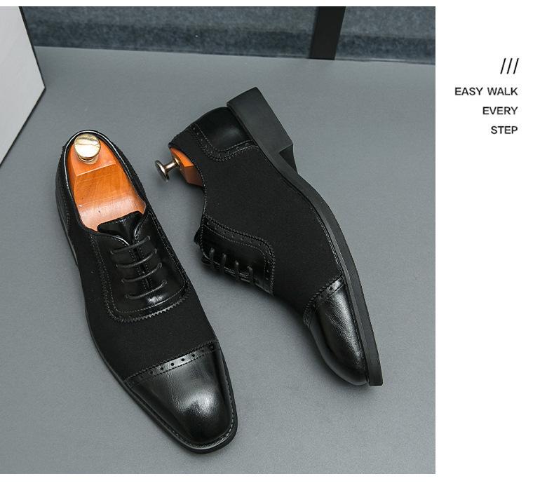 Men's Size 46 Leather Height-Boosting Formal Shoes - Thick Sole, Lace-up, Round Toe, Ideal for Weddings and Business in Spring/Autumn.