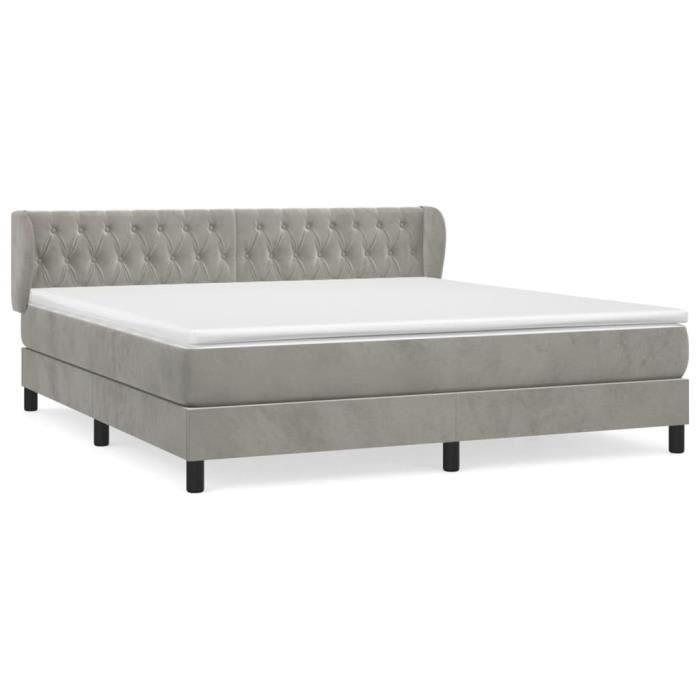 VidaXL Lit à sommier tapissier et matelas Gris clair 180x200cm Velours - Modèle 3127685
