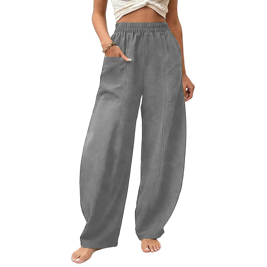 Women's Color Pants Straight Leg Pants With Pockets, Casual Wide Leg Pants