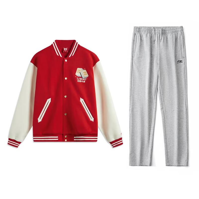 

Li-Ning Color Block Fashion American Style Loose Breathable Comfortable Versatile Long Sleeve Jacket Casual Sports Suit AFDV535-2+AKLVJ51-1 XXL