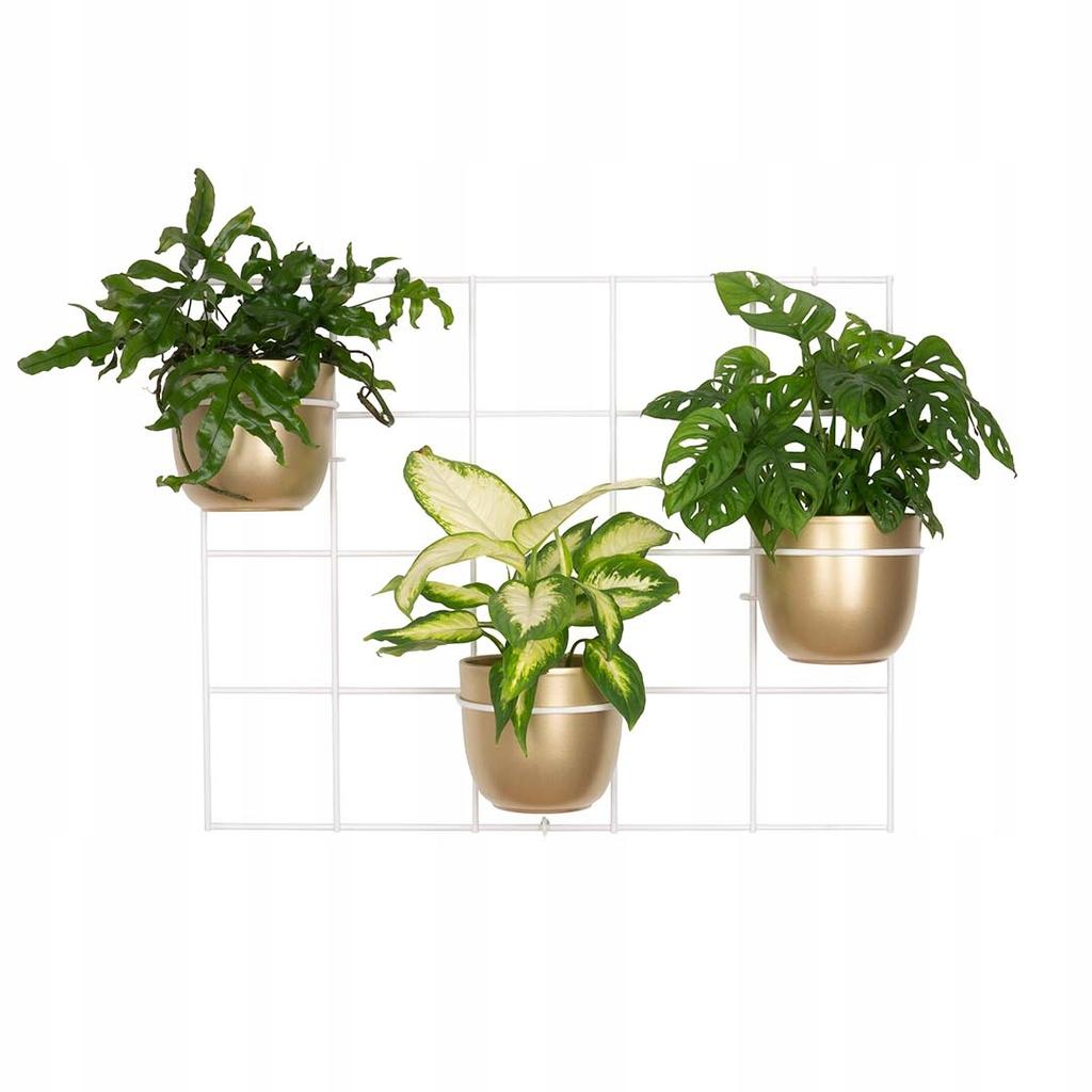 Modern Metal Wall Flower Stand Hedera 3 White - Scandinavian Trellis for Wall-Mounted Pots, Modular Plant Panel Vertical Garden