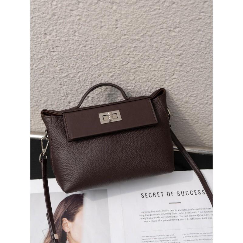 All-matching Retro Design Top-layer Cowhide 2026 Lock-up Fashionable Casual Commuting Portable One-shoulder Cross-body Bag
