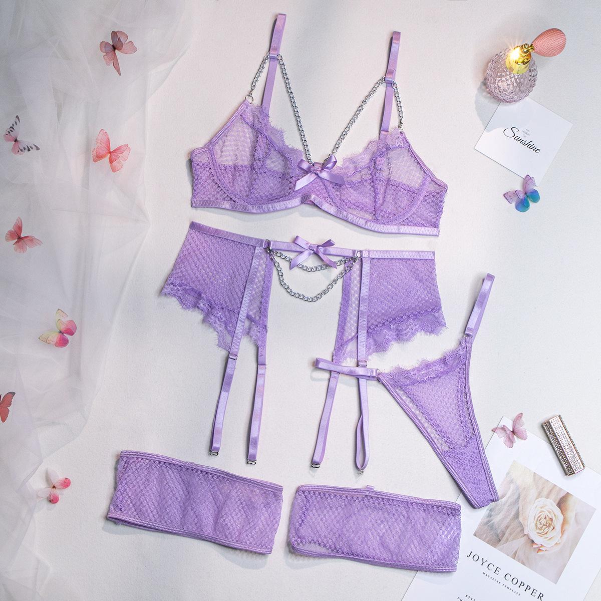 

MAITA Sexy Lingerie Women s Underwear Set Sexy Lace Erotic Lingerie Set Female Underwear Set Lace Bra Panties Underwear L фіолетовий