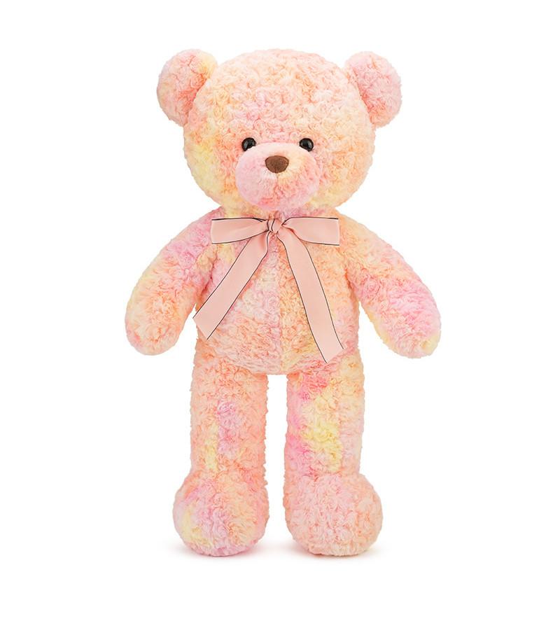 Adorable Tie-dye Teddy Bear Plush Toy With Rainbow Ribbon Soft And Cuddly 100cm