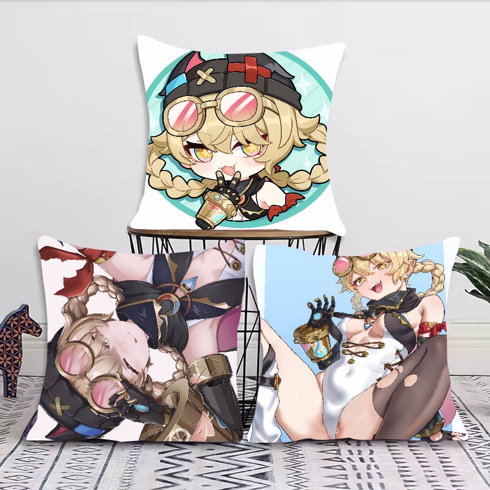 Cute Funny Girl Hot Jahoda Genshin Impact Cushion Cover Decor Throw Pillow Covers For Couch Camping Pillow Cover Decorations