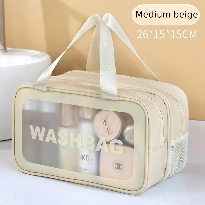 Dry-wet Separation Double Transparent PU Makeup Bag Portable Washing Bag Cosmetic Storage Bag Travel Fitness Swimming Essentials