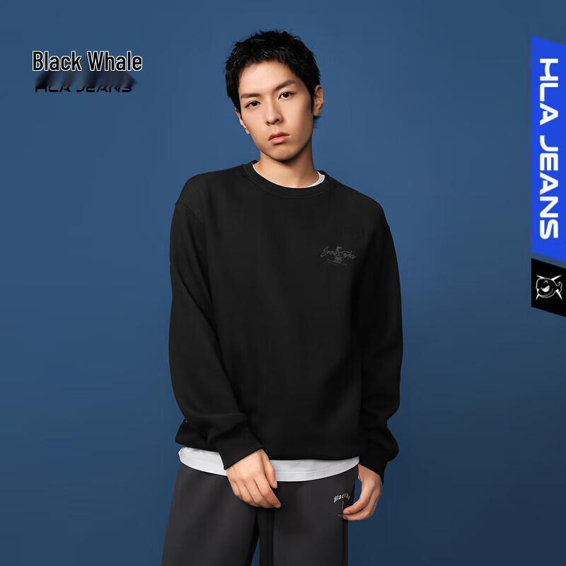 

HLA Black Whale Men s Foam Print Crewneck Sweatshirt L