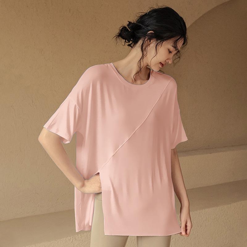 

Женская летняя футболка для йоги 2025 года: Быстросохнущий, дышащий, свободный крой, короткий рукав для утренних пробежек Large