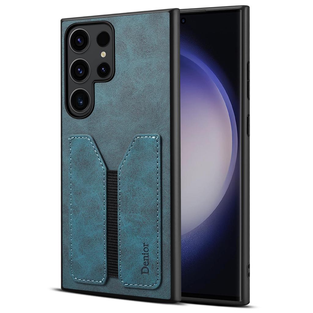 DENIOR Für Samsung Galaxy S24 Ultra Handyhülle Elastischer Kartenhalter PU-Leder Rückabdeckung