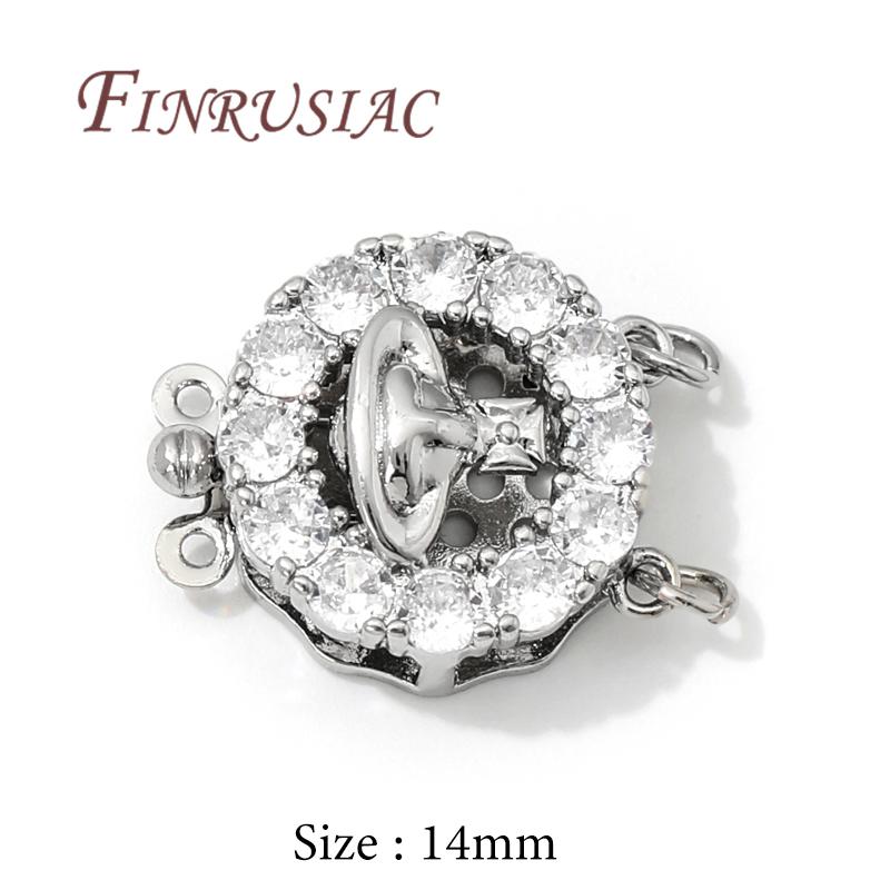 18K Gold Plated Brass with Zircon Round Clasps For Jewelry Locks For Bracelets,Safety Clasps Accessories DIY Necklace Findings