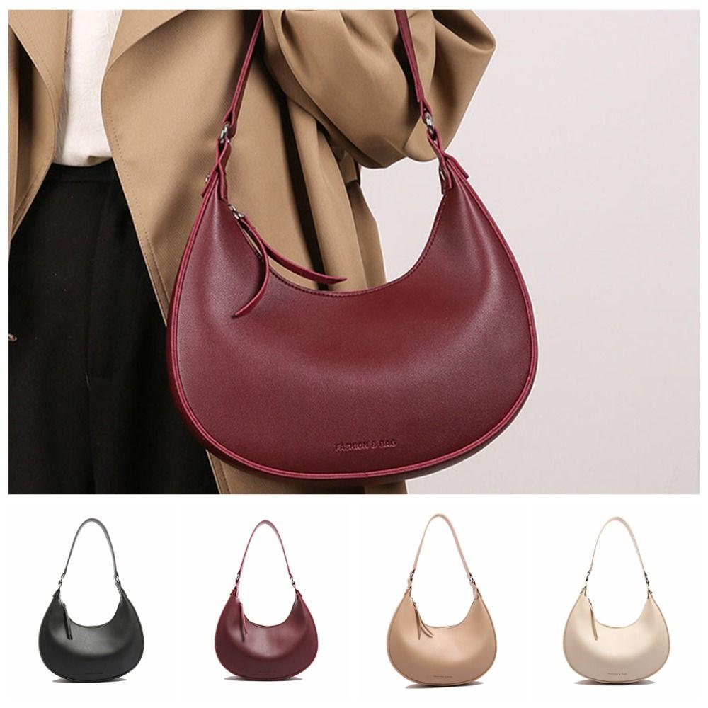 PU Leather Retro Underarm Bag Vintage Women's Armpit Bag Korean Half Moon Shoulder Bag  Party