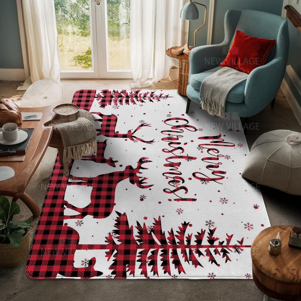 House Entrance Carpet Home Door Mat Living Room Bath Foot Bathroom Non-slip Water Absorption Rugs Bath Merry Christmas Winter