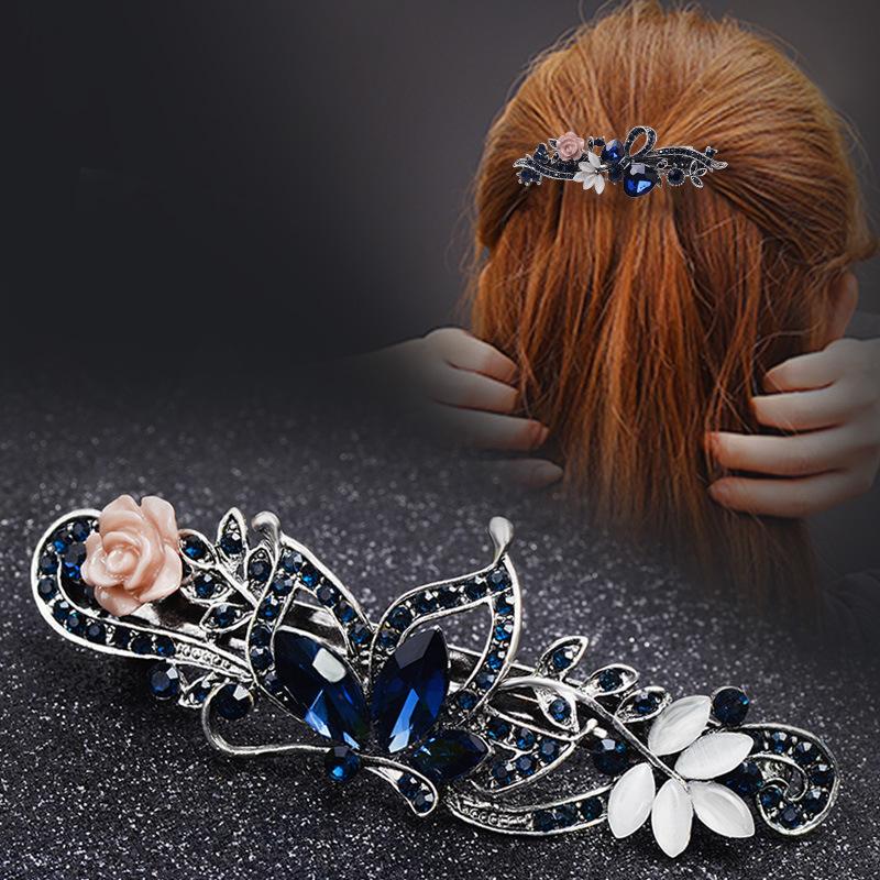 Koreanische Strass Haarnadel Hinterkopf Federclip Eleganter Top Clip Haarschmuck Pferdeschwanzclip Damen Haarnadel Erwachsener Clip Kopfschmuck