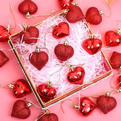 36 ks Ozdoby s přívěsky ve tvaru srdce k zavěšení Valentýnské dekorace