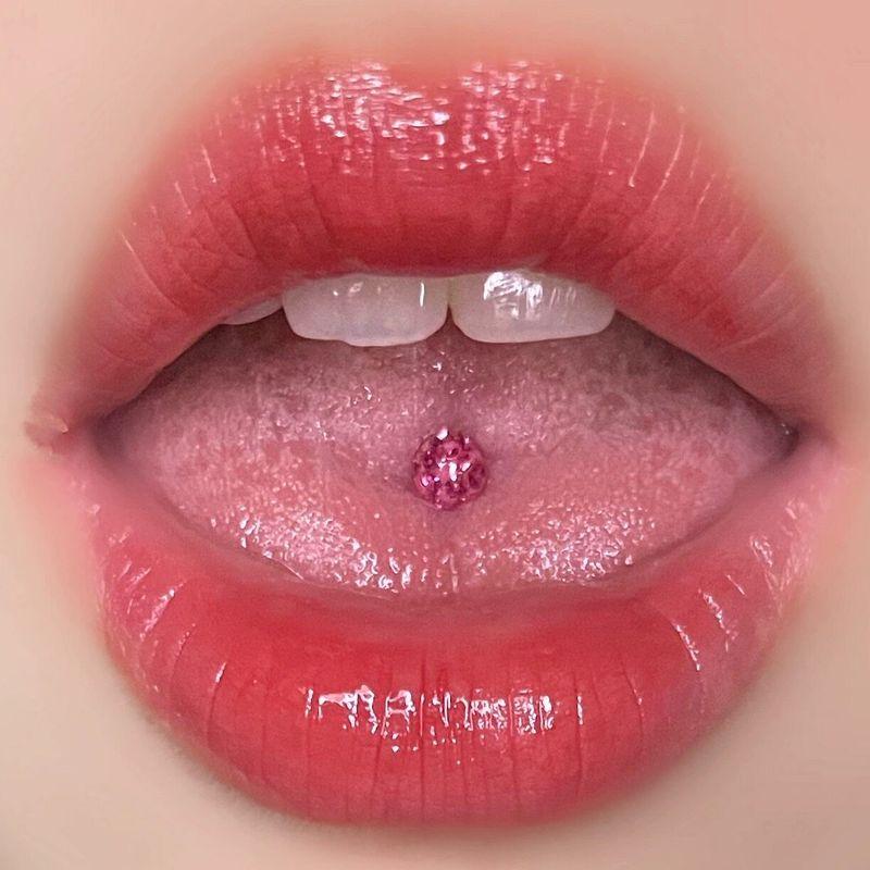 F136 Titanium Alloy Tongue Pin Drinkable Flash Coated Titanium Steel Anti-Allergic External Thread Niche Style Fashion Tongue Nail
