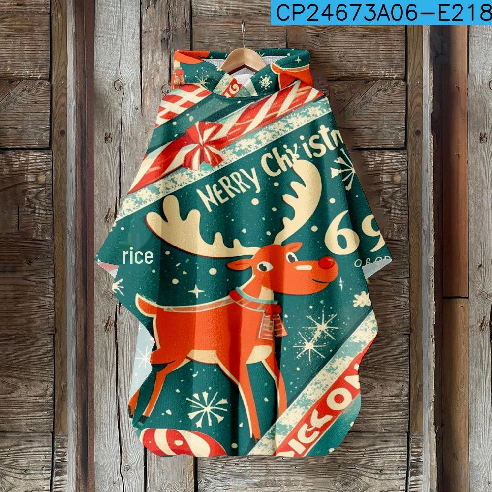 Digital Print Women's Hooded Cloak for Halloween and Christmas