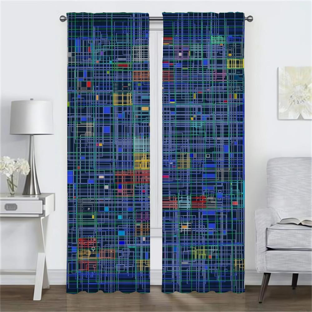 Set Of 2 Elegant Painted Design Room Curtains Camera Window Curtain Home Interior Shades Tulle Bedroom Living For Sleeping Area Made Polyester