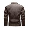Men's Trendy Motorcycle Multi Zipper Leather Jacket Leather Jacket With Large Lapel Suit Jacket