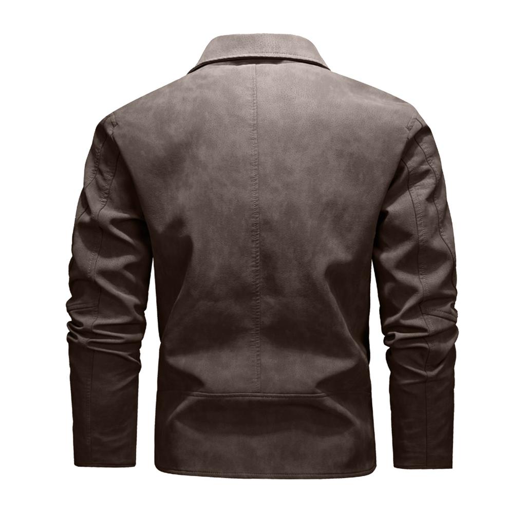 Men's Trendy Motorcycle Multi Zipper Leather Jacket Leather Jacket With Large Lapel Suit Jacket