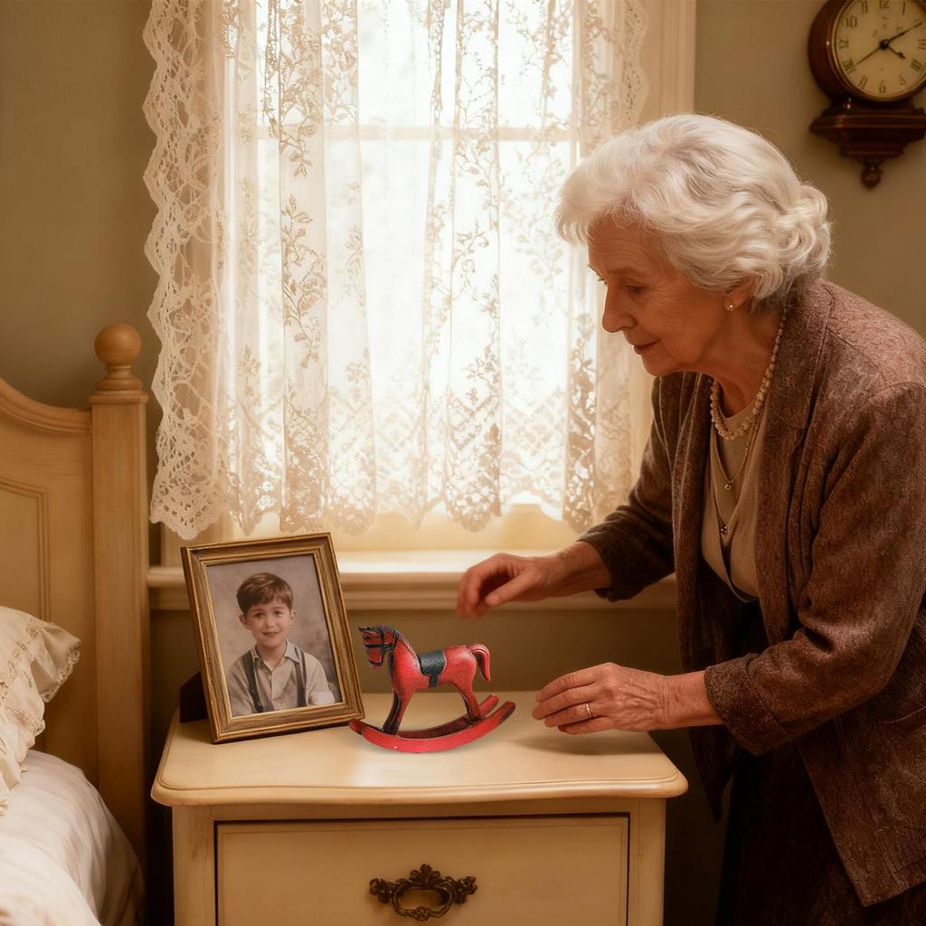 Horse Decor Vintage Wooden Funny Rocking Toys Rocking Horse Toy Desktop Ornament For Boys Girls Birthday Christmas Home Office