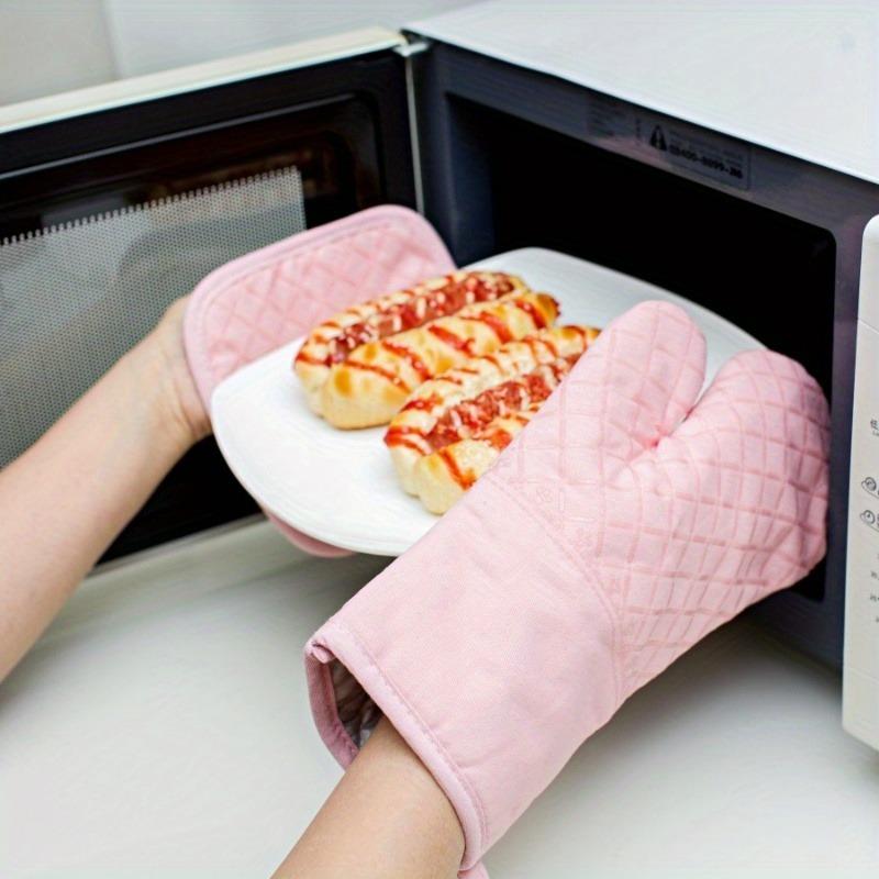 1 Glove Plus 1 Mat Pure Cotton Silicone Thermal Insulation Gloves Non-slip and High Temperature Resistance