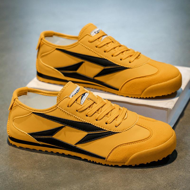 

Новая мужская обувь Кожаная повседневная обувь Плоская обувь для отдыха Спортивная обувь Модные кроссовки на шнуровке 44 жёлтый