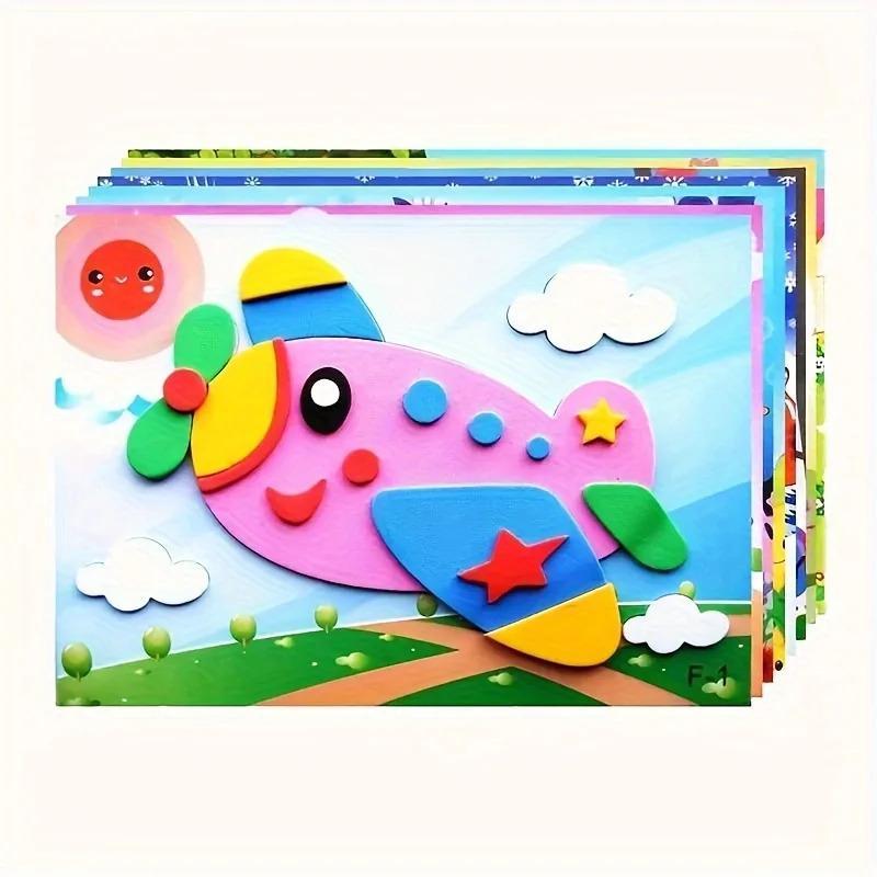 3D Eva Foam Sticker Set - 10Pcs Diy Cartoon Animal Art Stickers For Kids Creative Learning & Classroom Craft Activities