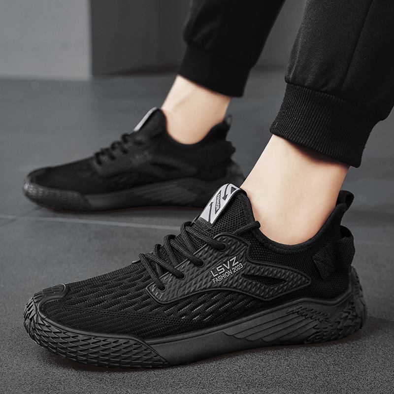 Men's Flying Woven Sneakers Summer Breathable Mesh Running Shoes Men's Shoes Street Daily Casual Single Shoes D371