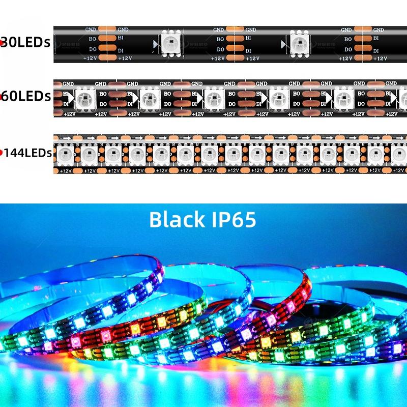 1/3/4/5M DC12V WS2815 LED-Streifen Individuell Adressierbares Pixel-IC-Lichtband 30/60/74/96/144 LEDs/m 5050 RGB Flexible Lampenleiste