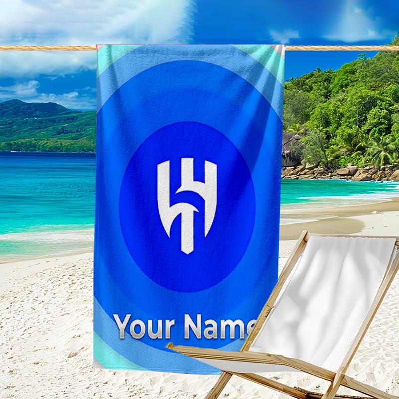 Custom Name Beach Towel Al Hilal FC Crest Beach Towel, Soft Microfiber, Gift for Her/Him, Birthday, for Pool, Beach, Travel, Fan gifts