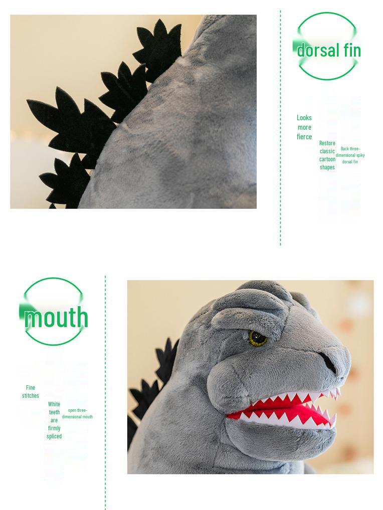 Adorable Godzilla Plush Dinosaur Monster Large Stuffed Animal Cloth Doll - Creative Birthday Gift for Girls