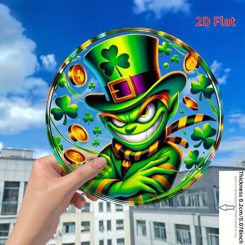 

2D Flat Round Irish Luck Acrylic Decor Sign, Leprechaun, Shamrock & Pot of Golden Design, Home Decor Plaque Hanging Wall Art Decorative Garden Decorat 20*20cm