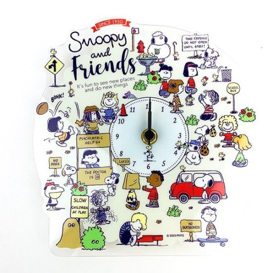 Marimo Craft Snoopy ALL PEANUTS Acrylic Clock, Clear, W19.6 x H20 x D0.3cm, SPZ-3201