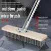Stainless Steel Wire Brush with Long Handle for Cement Floors - Hard Bristle Iron Brush for Moss Removal