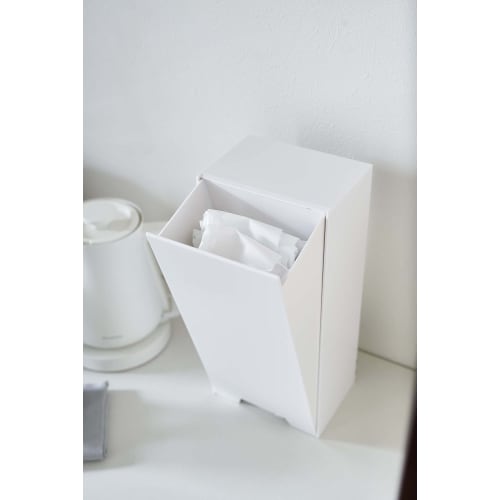Yamazaki Tower Two-Way Plastic Bag Stocker, White, 5437, Approx. W14cm X D10.2-18.7cm X H30cm