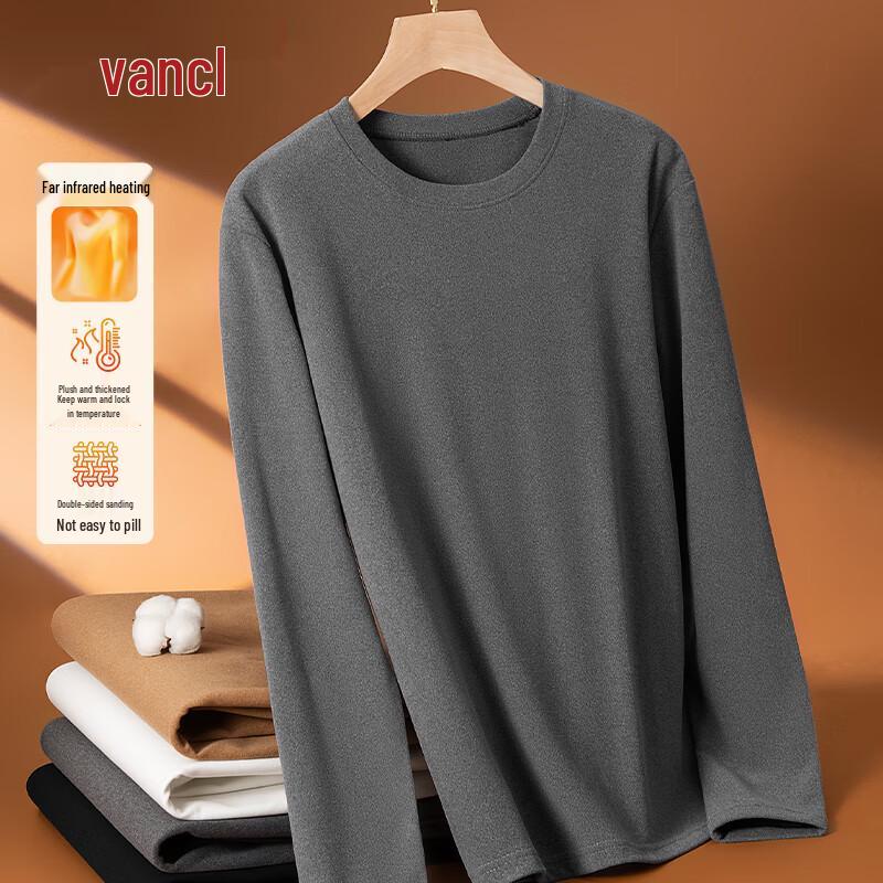VANCL Men's Fleece Lined Brushed Long Sleeve Warm T-shirt