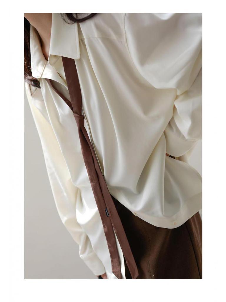 Damen Schlankmachende Lockere Bindebluse - Frühherbst Kühles Design