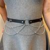 Women'S Sexy Pu Leather Body Chain Waist Belt Gothic Style Belly Harness Jewelry Accessory For Clothing