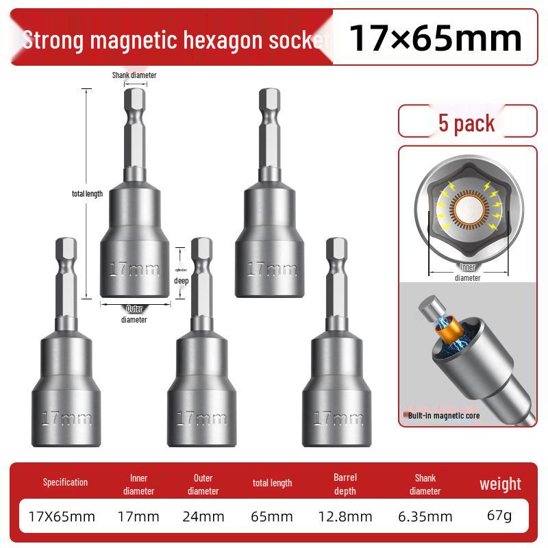 Hexagonal Magnetic Socket Head Self-Tapping Dovetail Screw Adapter for Steel Tile Drill and Air Wrench